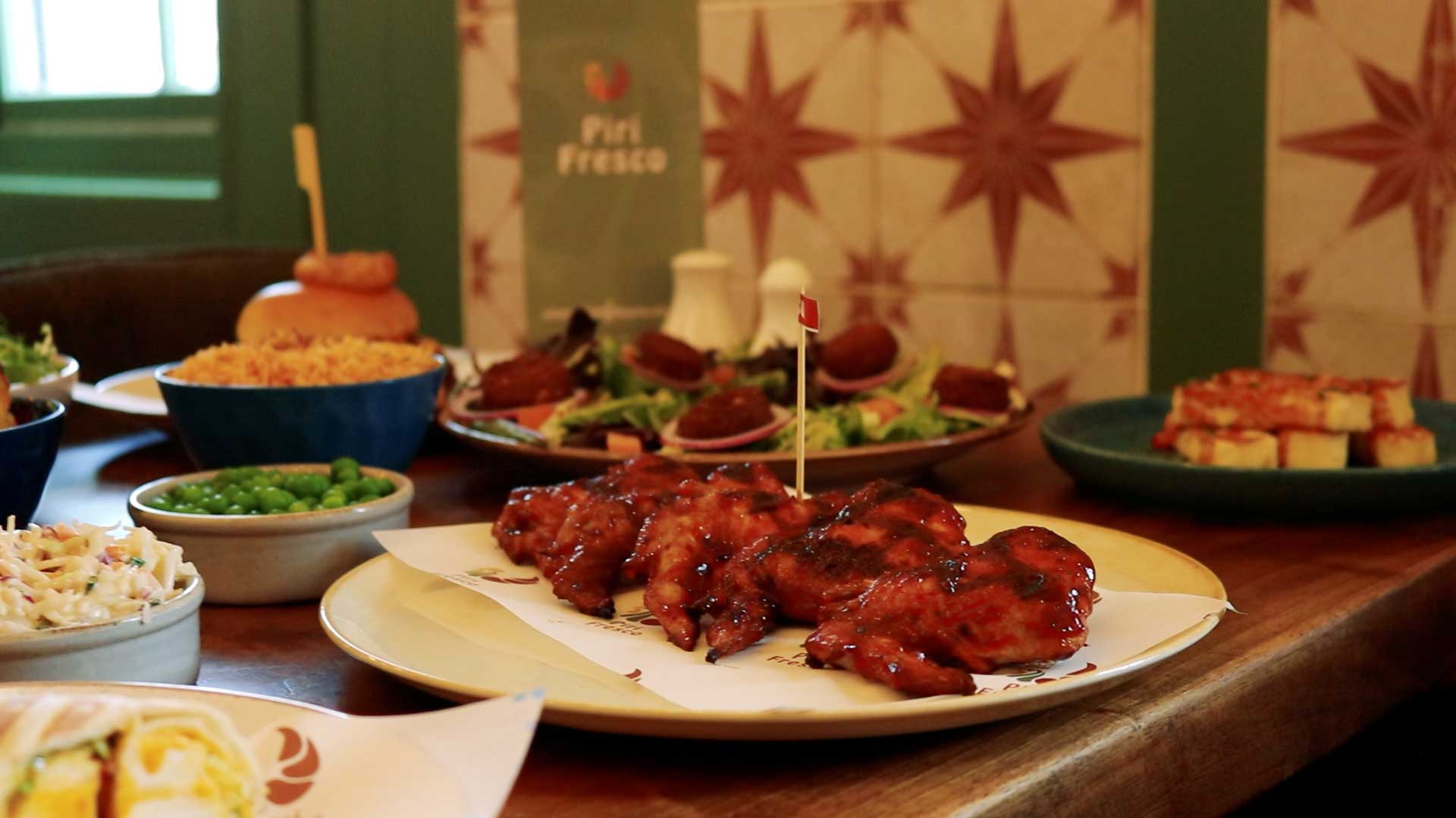 A full sharing platter spread across the table